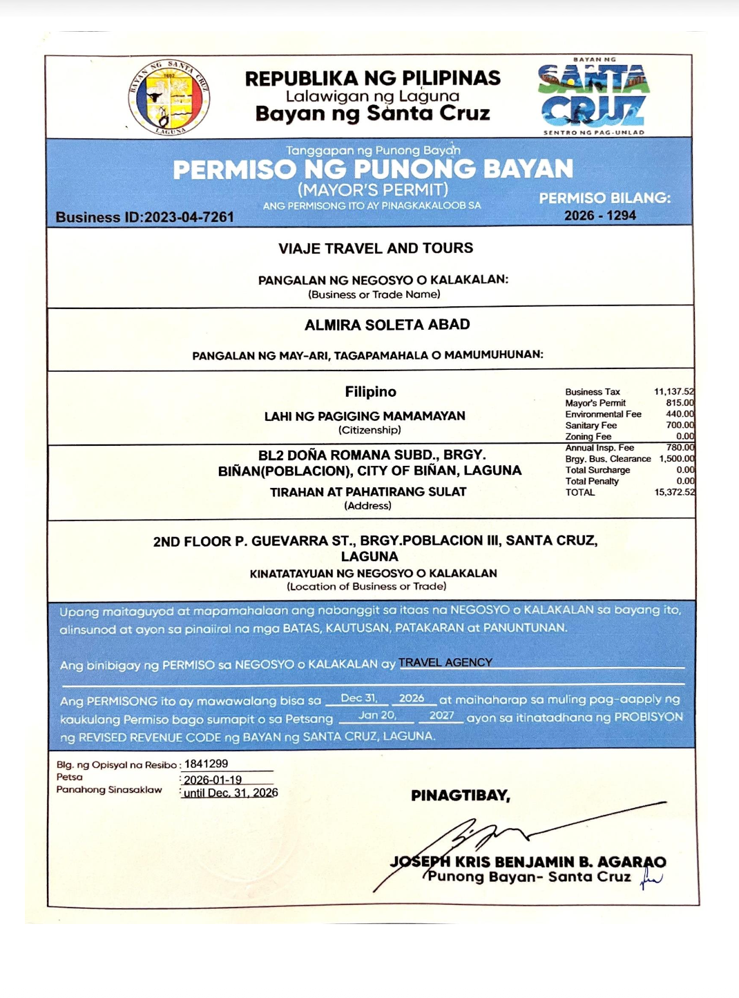 Mayor's Permit