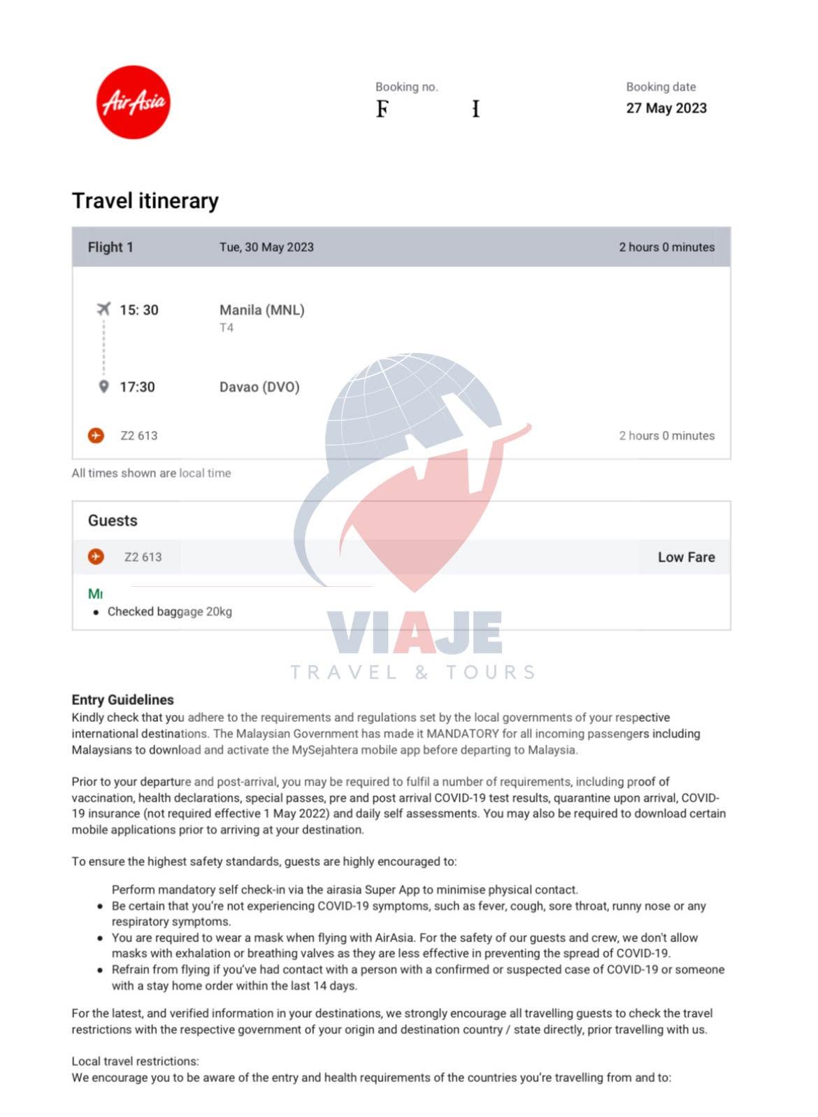 Air Asia Flight Booking proof 1