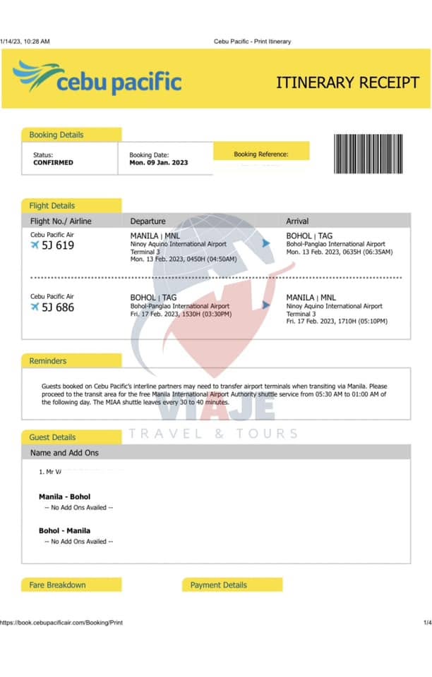 Cebu Pacific Flight Booking proof 1